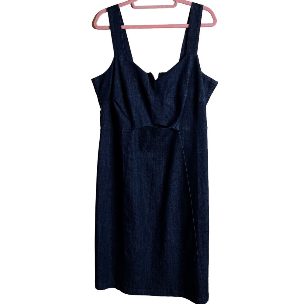 Eloquii Denim Cut Out Fit & Flare Dress